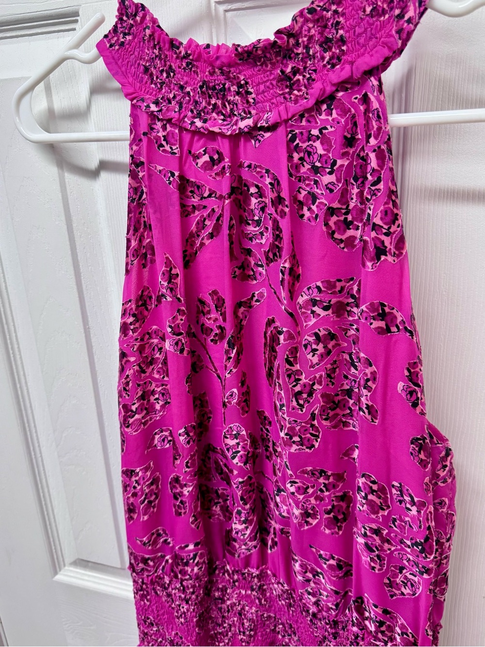 White House Black Market Pink Floral Halter Maxi Dress Size 10 Smocked Waist - Picture 5 of 12